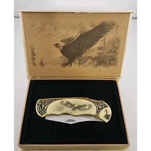 Eagle Scout Knives Remembered Wild Life Collection Knife Etched Drawing Wood Box
